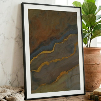 Abstrakte Erdtöne-Geode-Marmor Poster