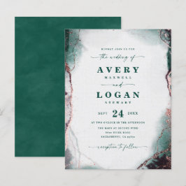Abstrakte Ethereal Emerald Green Hochzeit Einladun Ankündigungspostkarte