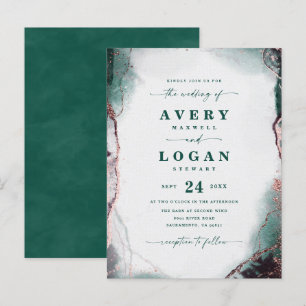 Abstrakte Ethereal Emerald Green Hochzeit Einladun Ankündigungspostkarte