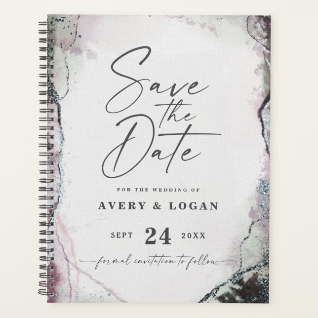 Abstrakte Ethereal Mauve Lilac Lila Hochzeitspläne Planer (Vorderseite)