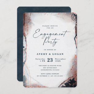 Abstrakte Ethereal Navy Blue Engagement Party Einladung