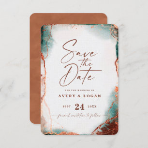 Abstrakte Ethereal Wasserfarbe Terra Cotta Wedding Save The Date