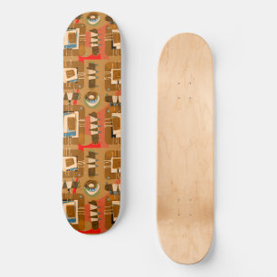 Abstrakte Ethnic Matrix - Braune Aquamarine Terrac Skateboard