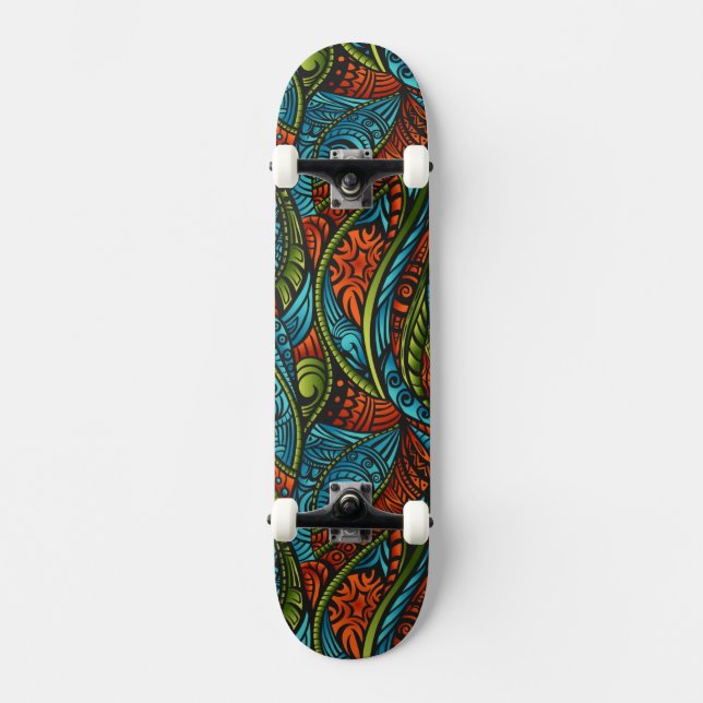 Abstrakte ethnische Tapete Skateboard (Vorderseite)