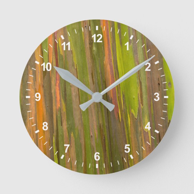 Abstrakte Eukalyptus-Rinde Runde Wanduhr (Vorderseite)