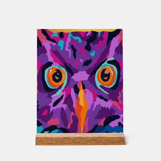 Abstrakte Eule  Acrylschild (Vorderseite)