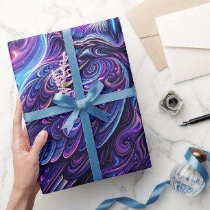 Abstrakte Eule Kosmisch Lila Geschenkpapier