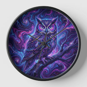 Abstrakte Eule Kosmisch Violette Liquid-Art-Uhren Uhr