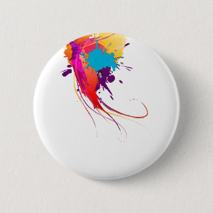 Abstrakte Exotic Butterfly Paint Spritzer Button