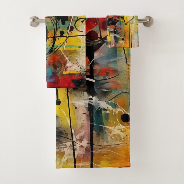 Abstrakte Explosion lebendiger Farben und Dynamik Badhandtuch Set (Insitu)