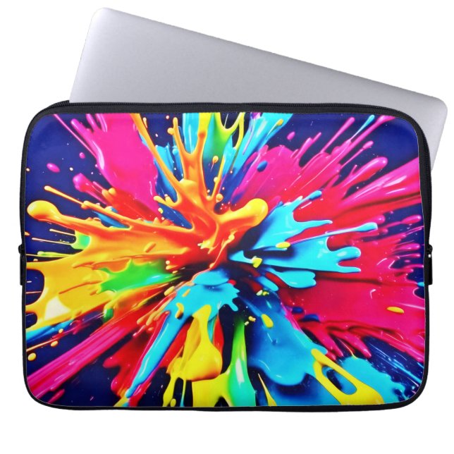 Abstrakte Explosion von Farbe und Farbe Laptopschutzhülle (Vorderseite)