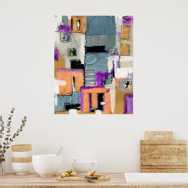 Abstrakte expressionistische Art Gebäude Malerei Poster (Küche)
