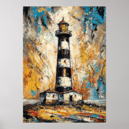 Abstrakte expressionistische Leuchtturm-Malerei Kü Poster