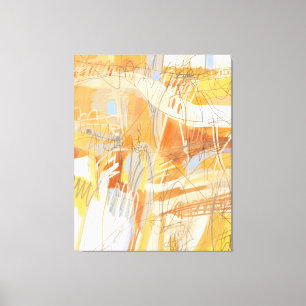 Abstrakte expressionistische Yellow Orange Malerei Leinwanddruck