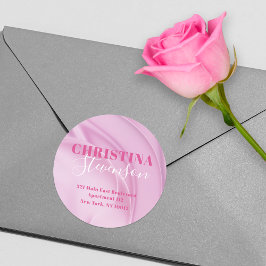 Abstrakte Extravagant rosa Rücksendeadresse Runder Aufkleber
