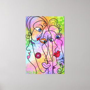 Abstrakte Faces Mood Canvas Print Moderne Malerei Leinwanddruck