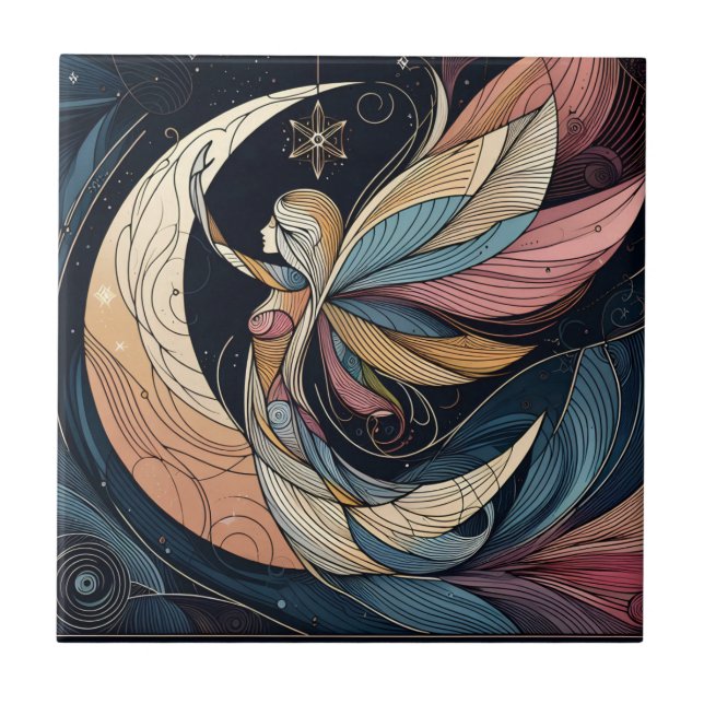 Abstrakte Fairy Art Keramik Tile Fliese (Vorderseite)
