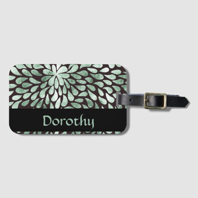 Abstrakte Fallblätter auf schwarz Gepäckanhänger (Vorderseite (Horizontal))