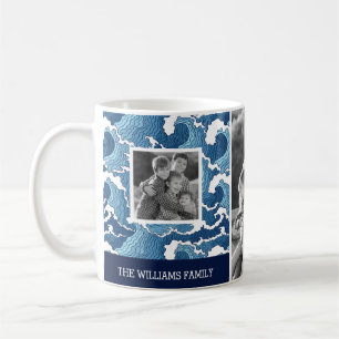 Abstrakte Familien-Fotos der Wellen-  u. Text  Kaffeetasse