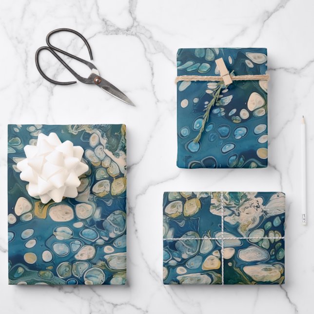 Abstrakte Fantasie unter Wasser Geschenkpapier Set (Vorderseite)