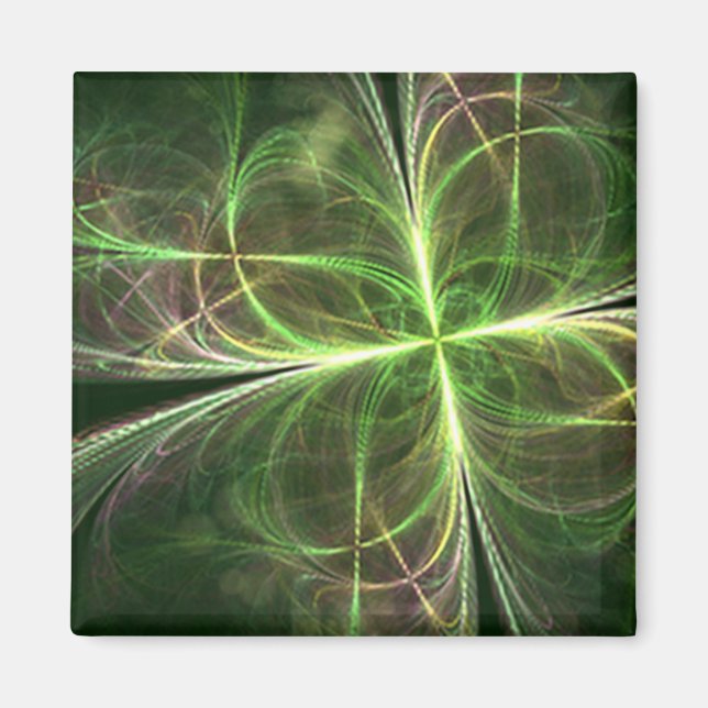 Abstrakte Fantasie Vier Blätter Grünes Klee Magnet (Vorne)