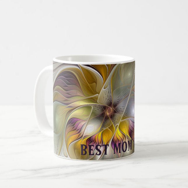 Abstrakte Fantasy Blume Fraktal Beste Mama Kaffeetasse (Vorderseite Links)