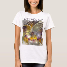 Abstrakte Fantasy Blume Fraktal Eigener Text T-Shirt