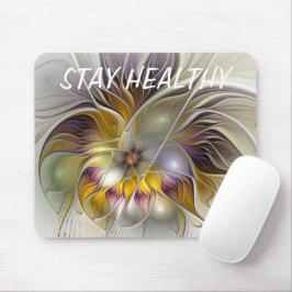 Abstrakte Fantasy Blume Fraktal Text Mousepad