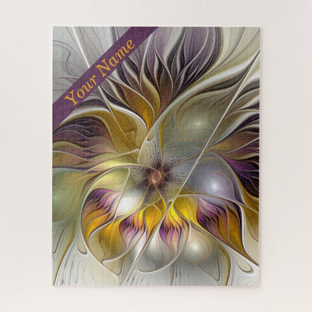 Abstrakte Fantasy Blume Moderne Kunst Name Puzzle (Vertikal)
