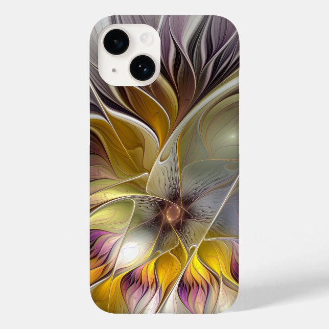 Abstrakte Fantasy-Blume Modernes Fraktal Case-Mate iPhone Hülle (Rückseite)