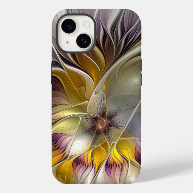 Abstrakte Fantasy-Blume Modernes Fraktal Case-Mate iPhone Hülle (Rückseite)