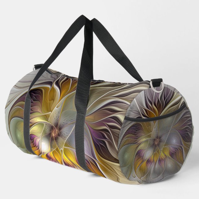 Abstrakte Fantasy-Blume Modernes Fraktal Duffle Bag (Rechte Ecke)