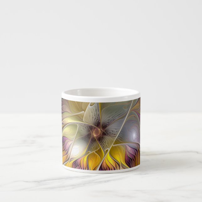 Abstrakte Fantasy-Blume Modernes Fraktal Espressotasse (Vorderseite)
