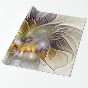 Abstrakte Fantasy-Blume Modernes Fraktal Geschenkpapier