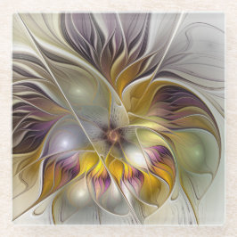 Abstrakte Fantasy-Blume Modernes Fraktal Glasuntersetzer