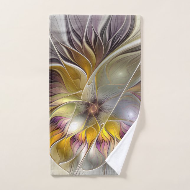 Abstrakte Fantasy-Blume Modernes Fraktal Handtuch (Handtuch)