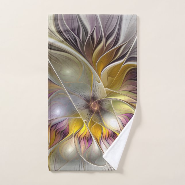 Abstrakte Fantasy-Blume Modernes Fraktal Handtuch (Handtuch)