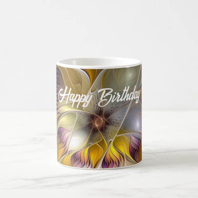 Abstrakte Fantasy-Blume Modernes Fraktal Kaffeetasse (Mittel)