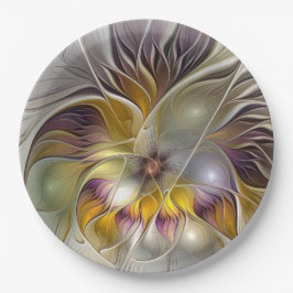 Abstrakte Fantasy-Blume Modernes Fraktal Pappteller