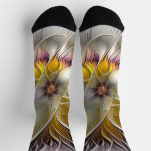 Abstrakte Fantasy-Blume Modernes Fraktal Socken