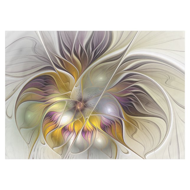 Abstrakte Fantasy-Blume Modernes Fraktal Tischdecke (Vorderseite (Horizontal))