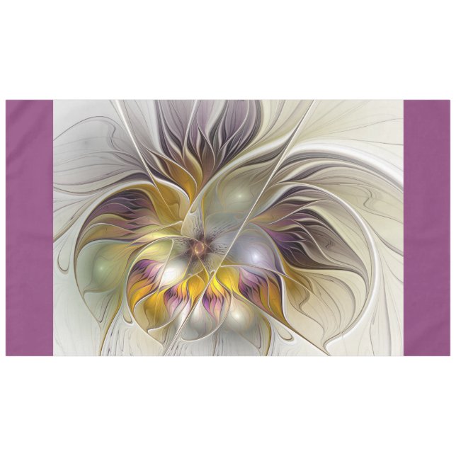 Abstrakte Fantasy-Blume Modernes Fraktal Tischdecke (Vorderseite (Horizontal))