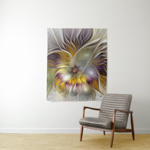 Abstrakte Fantasy-Blume Modernes Fraktal Wandteppich