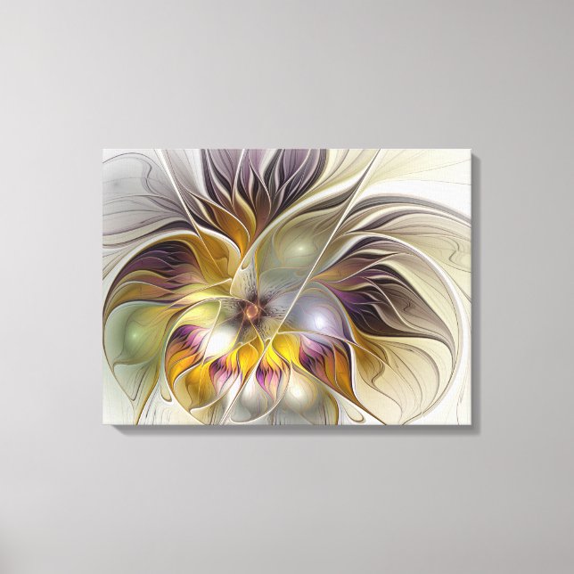 Abstrakte Fantasy Blume Modernes Triptychon Leinwanddruck (Vorderseite)