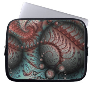 Abstrakte Fantasy-Fraktal-Kunstkugeln Braun Blau Laptopschutzhülle