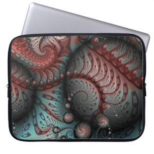 Abstrakte Fantasy-Fraktal-Kunstkugeln Braun Blau Laptopschutzhülle