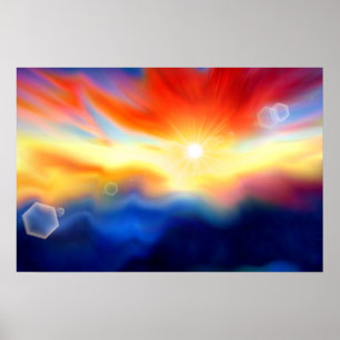 Abstrakte Fantasy-Skyscape mit Sonnenaufgang Poster