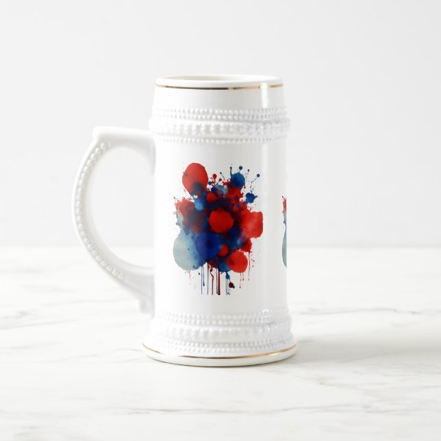 Abstrakte Farbabstriche - 22 oz Stein Design Bierglas (Links)