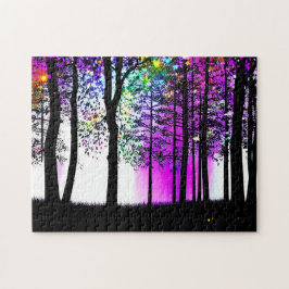 Abstrakte Farbe auf Schwarzen Silhouetten Puzzle