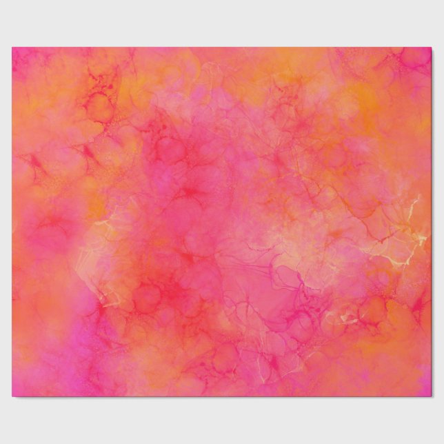 Abstrakte Farbe im Wasser Rosa Farbe Orange Geschenkpapier (Saum)
